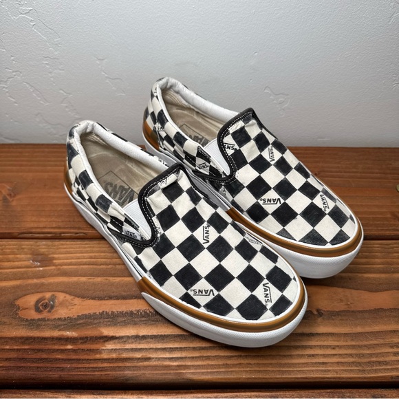 Vans Black and White Checkerboard Stacked Slip-On Sneakers Size 8 - Picture 2 of 10